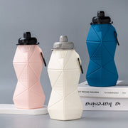 White and Grey Cup Lid Ultimate Foldable Silicone Water Bottle - Lightweight Leakproof Travel & Sports Hydration - 700ml - NickAlly