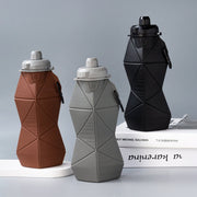 White and Grey Cup Lid Ultimate Foldable Silicone Water Bottle - Lightweight Leakproof Travel & Sports Hydration - 700ml - NickAlly
