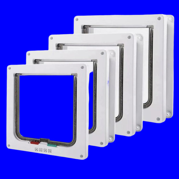 Secure 4 - Way Locking Pet Door for Cats & Small Dogs - Easy Access Flap for Doors, Walls & Glass(Size M) - NickAlly