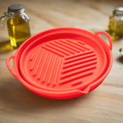 COLLAPSIBLE ORANGE SILICONE AIR FRYER & MICROWAVE COOKING BOWL - NickAlly