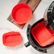 COLLAPSIBLE ORANGE SILICONE AIR FRYER & MICROWAVE COOKING BOWL - NickAlly