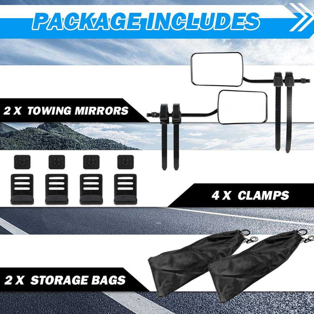 Adjustable Towing Mirrors with Free Carry Bags - NickAlly